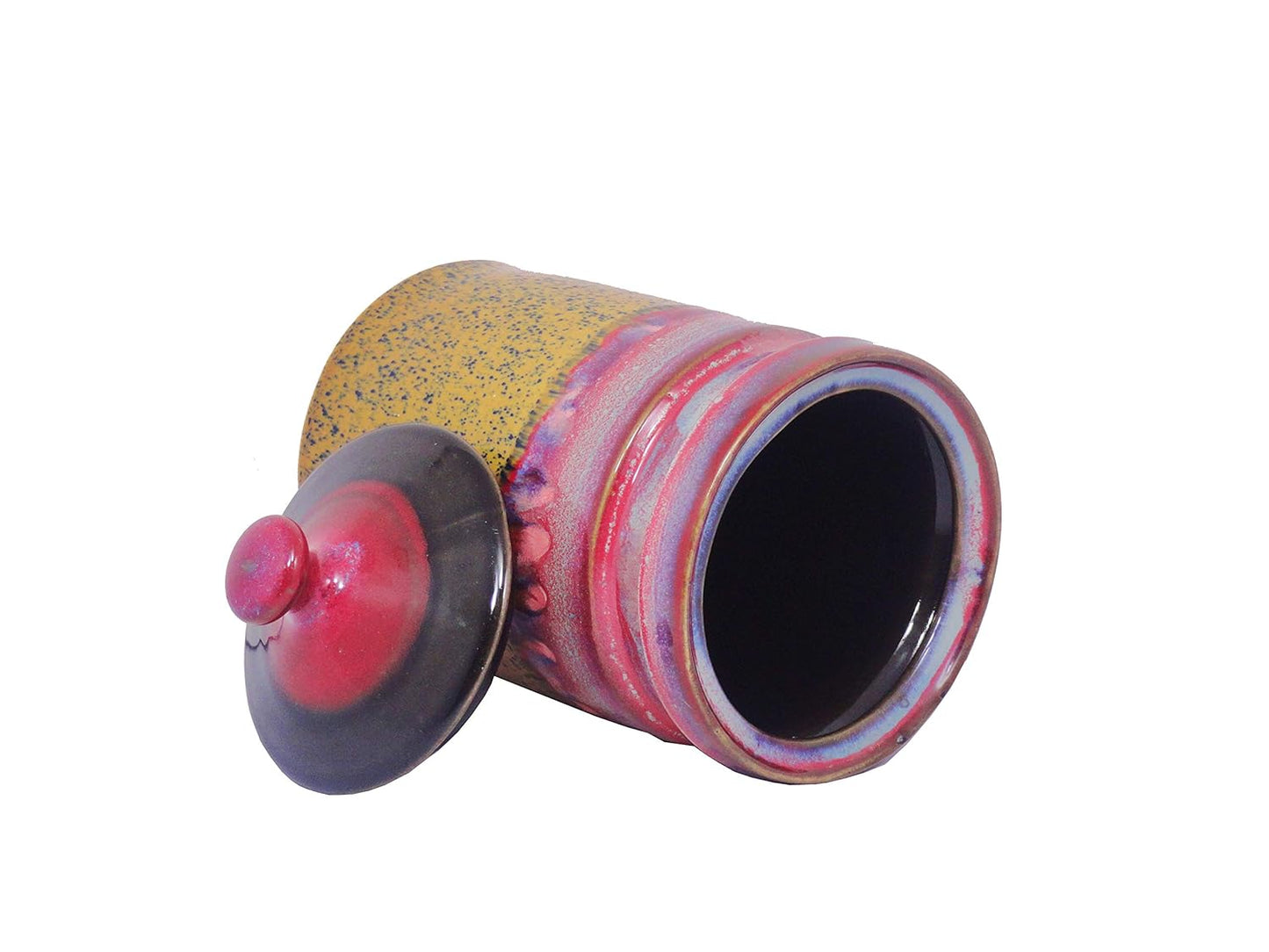 Caffeine Ceramic Stoneware Handmade Pink And Mustard Studio Barni/Pickle Jar (Set of 3) - Caffeine Premium Stoneware