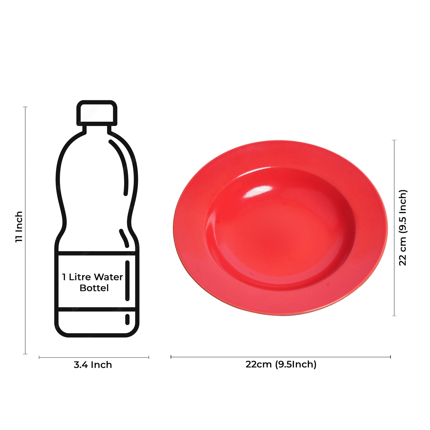 Caffeine Ceramic Handmade Stoneware Orange Round Soup Plate/Maggie Plate/Pasta Plate/Macaroni Plate 9" (Set of 2 Dishwasher & Microwave Safe) - Caffeine Premium Stoneware