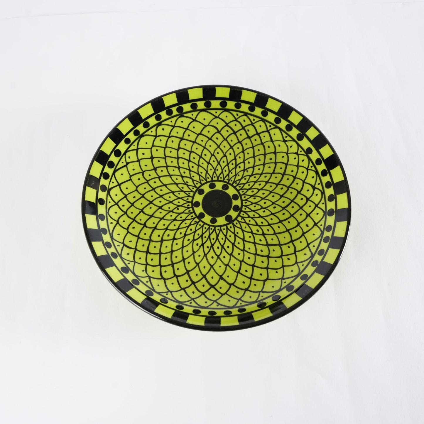 Caffeine Ceramic Handmade Stoneware Green Flora Pattern Quarter plate 7”(Set of 2 Dishwasher & Microwave safe) - Caffeine Premium Stoneware