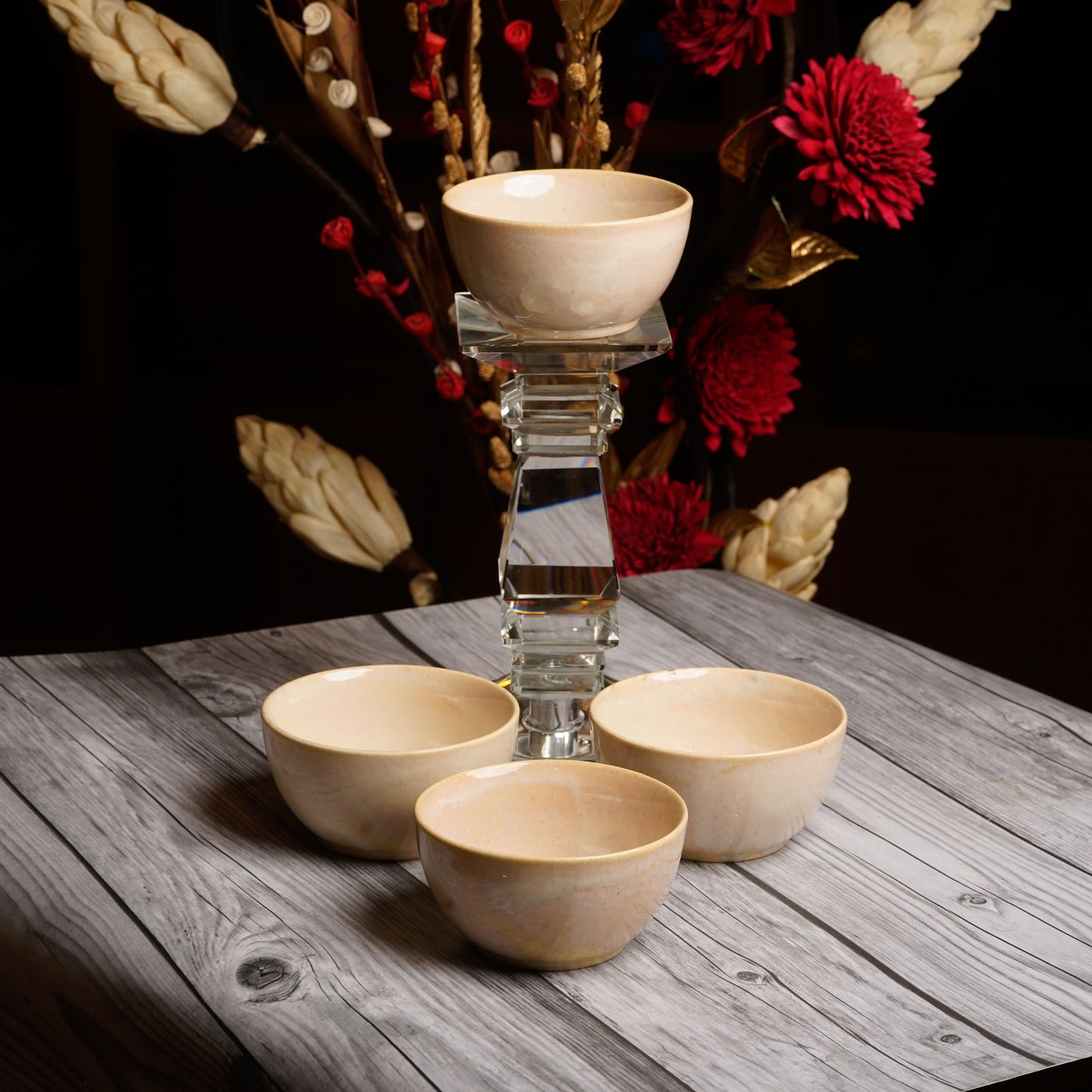 Caffeine Ceramic Handmade Cream Glossy katori Bowl (Set of 6) - Caffeine Premium Stoneware