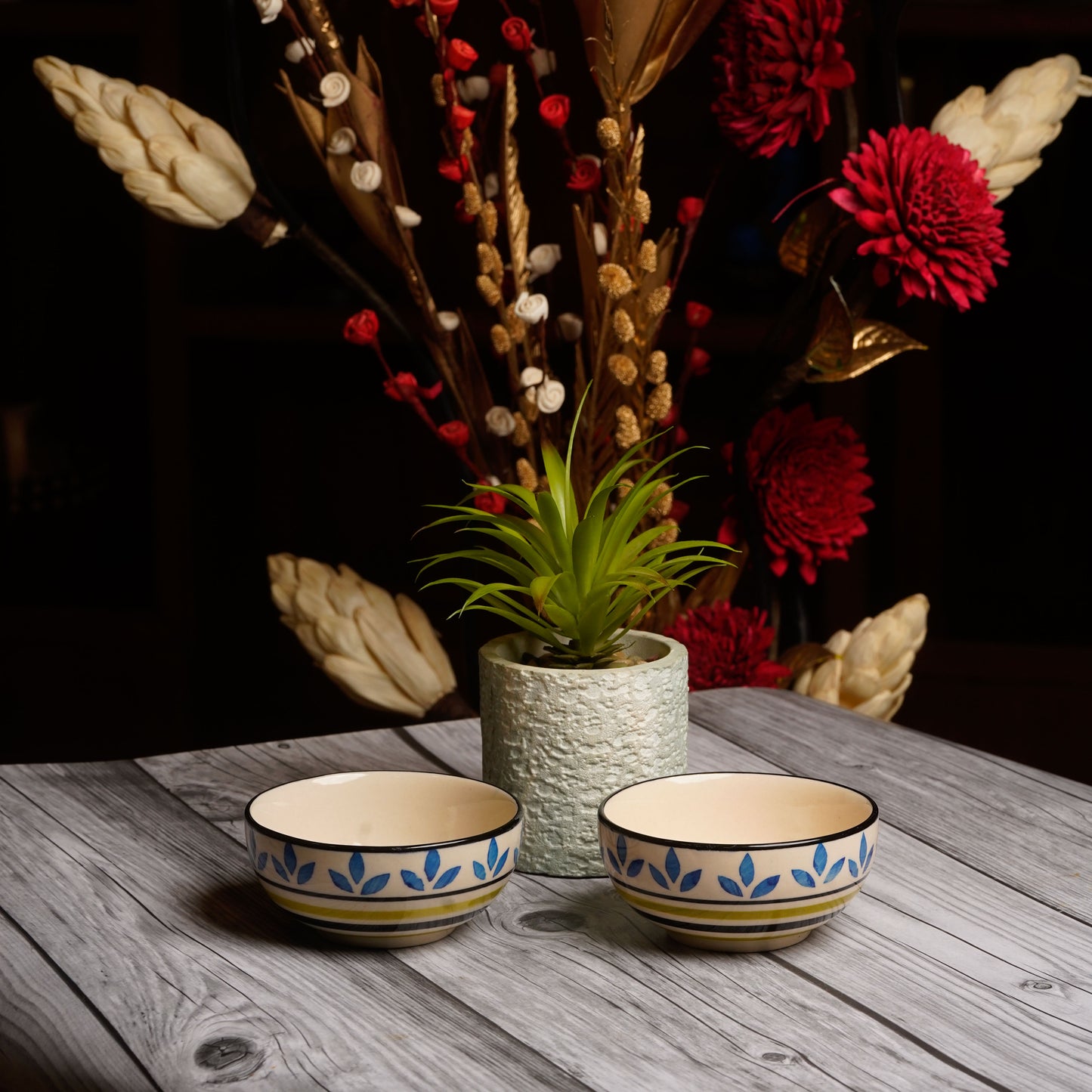 Caffeine Ceramic Handmade Blue asmiya katori Bowl (Set of 6) - Caffeine Premium Stoneware