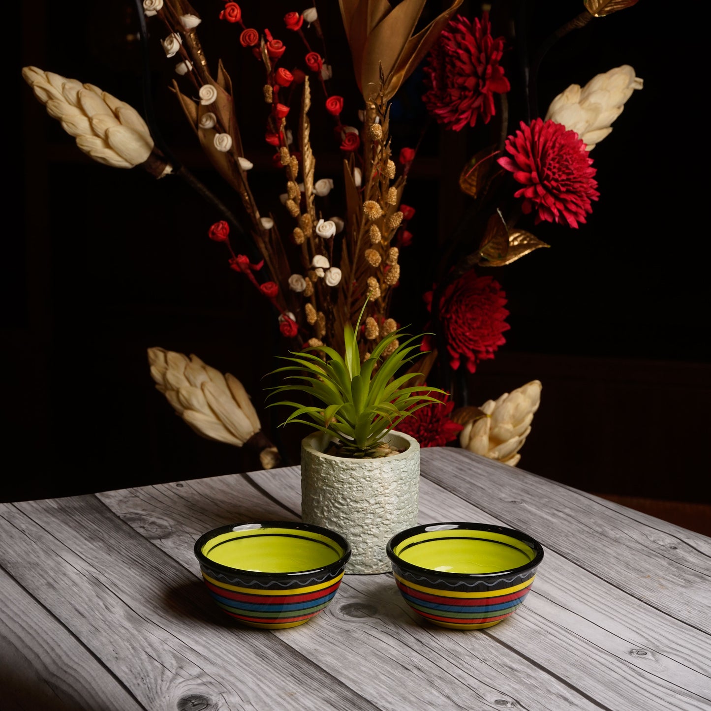 Caffeine Ceramic Handmade Multi Color katori Bowl (Set of 2) - Caffeine Premium Stoneware