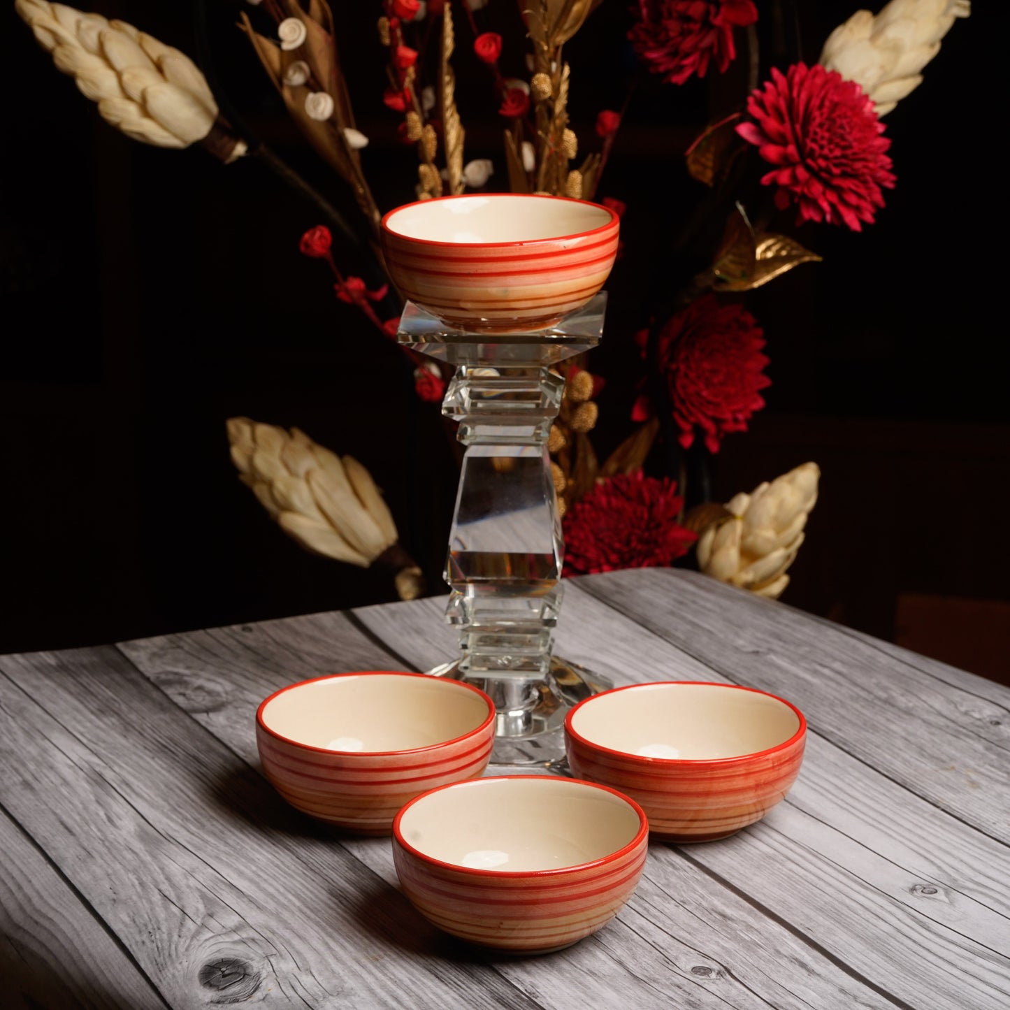 Caffeine Ceramic Handmade Brown boota katori Bowl (Set of 4) - Caffeine Premium Stoneware