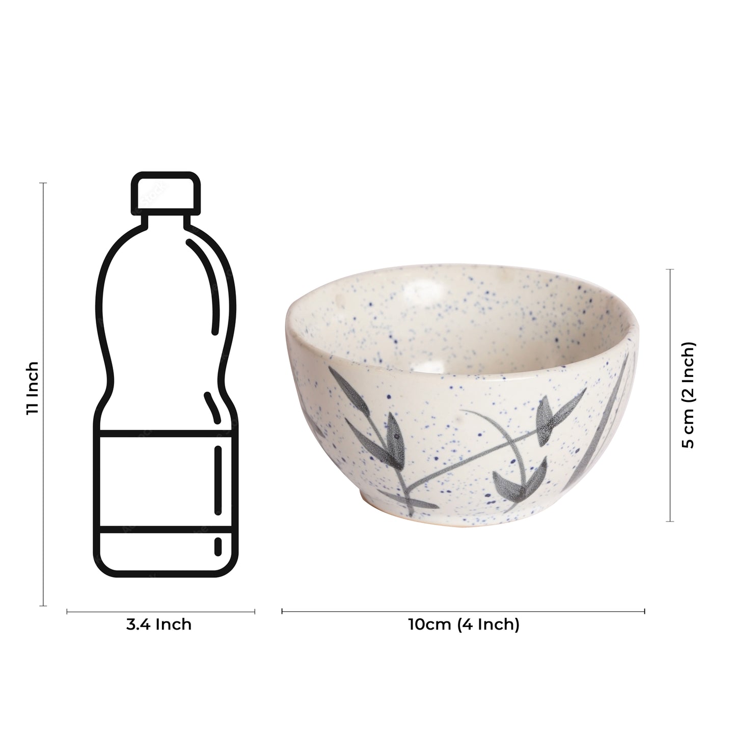 Caffeine Ceramic Handmade White Bamboo katori Bowl (Set of 4, 200 ml) - Caffeine Premium Stoneware