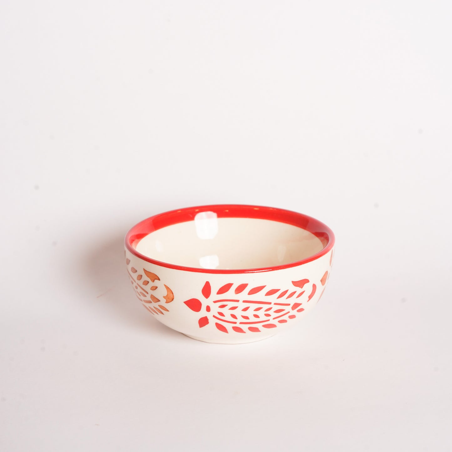 Caffeine Ceramic Handmade Red Boota Katori Bowl (Set of 4 ) - Caffeine Premium Stoneware