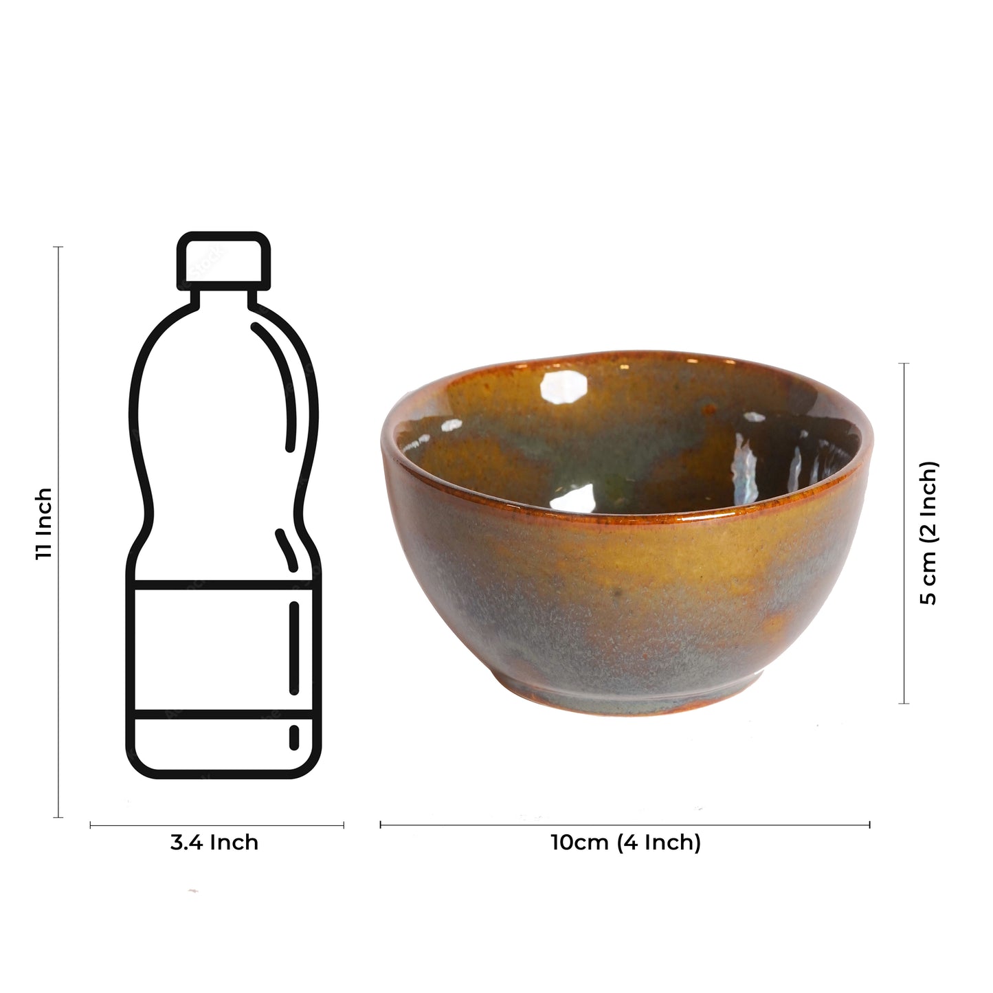Caffeine Ceramic Handmade Multicolour Studio katori Bowl (Set of 2) - Caffeine Premium Stoneware