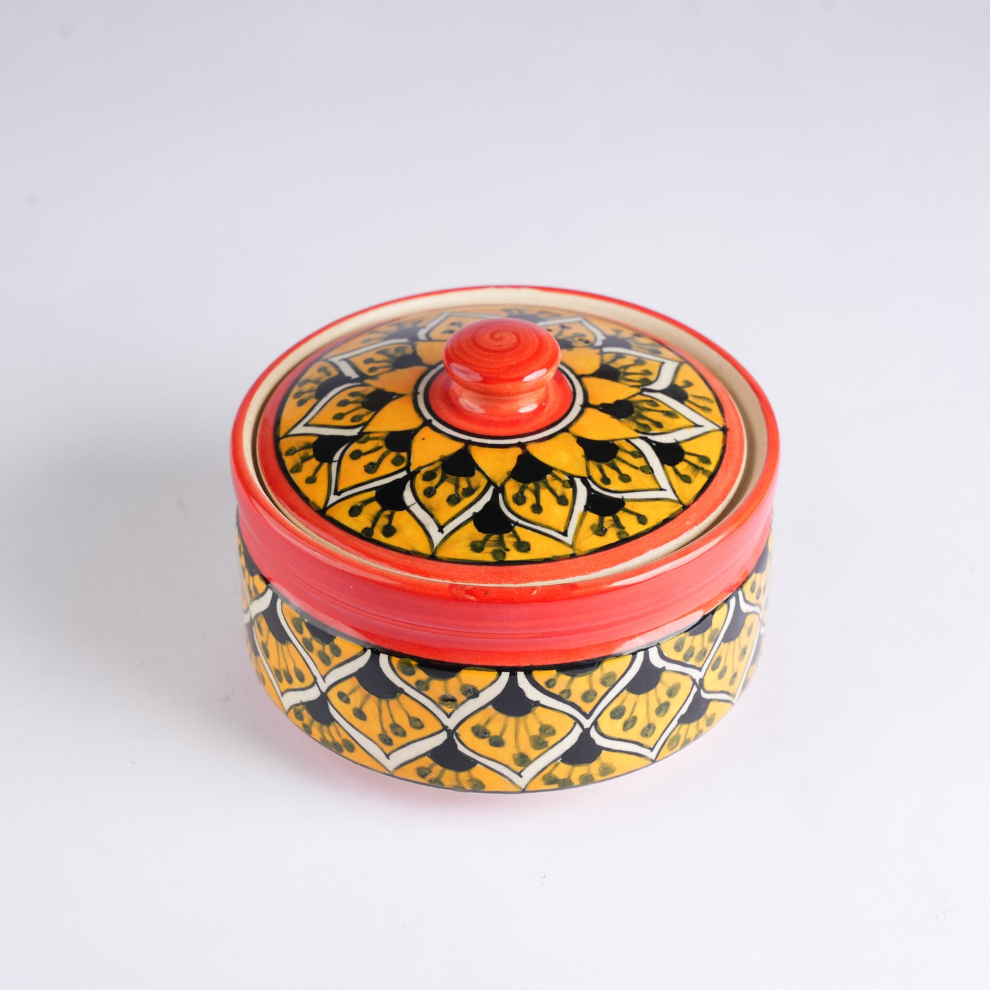 Caffeine Ceramic Handmade Orange Morocco Serving Casserole with Lid (Set of 3) - Caffeine Premium Stoneware