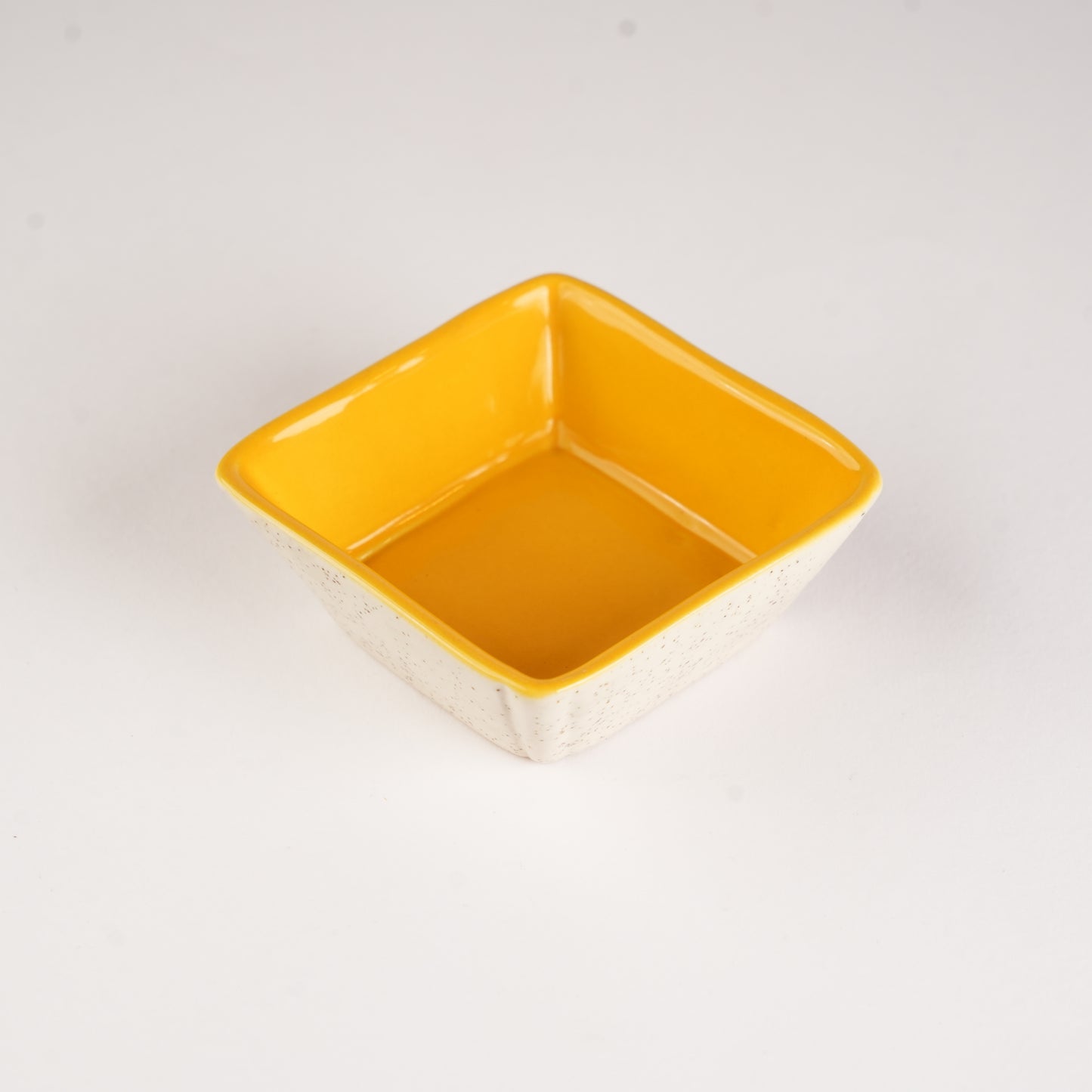 Caffeine Ceramic Handmade Matte Cream & Glossy Yellow Serving Bowl (Set of 4) - Caffeine Premium Stoneware
