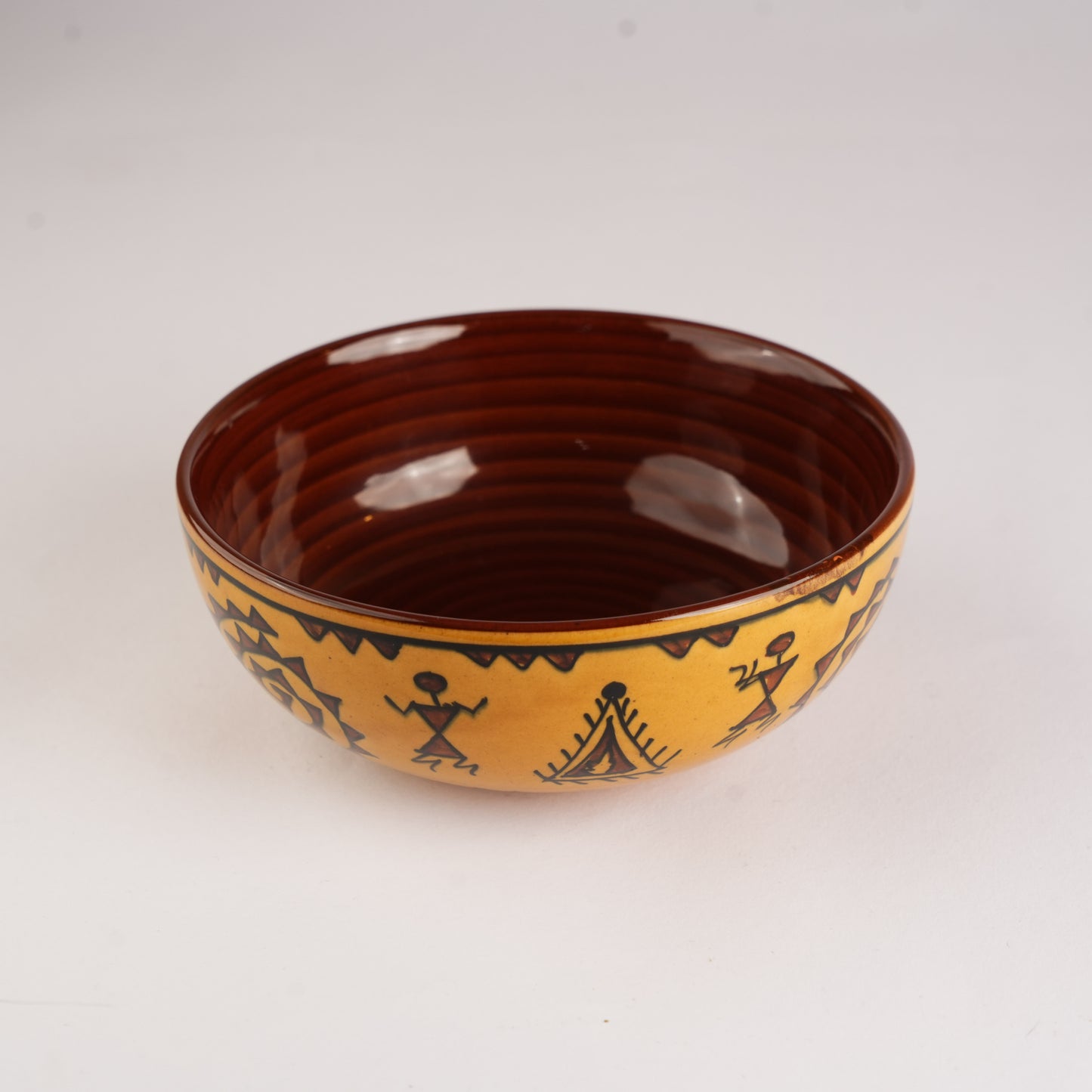 Caffeine Ceramic Handmade Mustard Romani Serving Bowl (Set of 3) - Caffeine Premium Stoneware