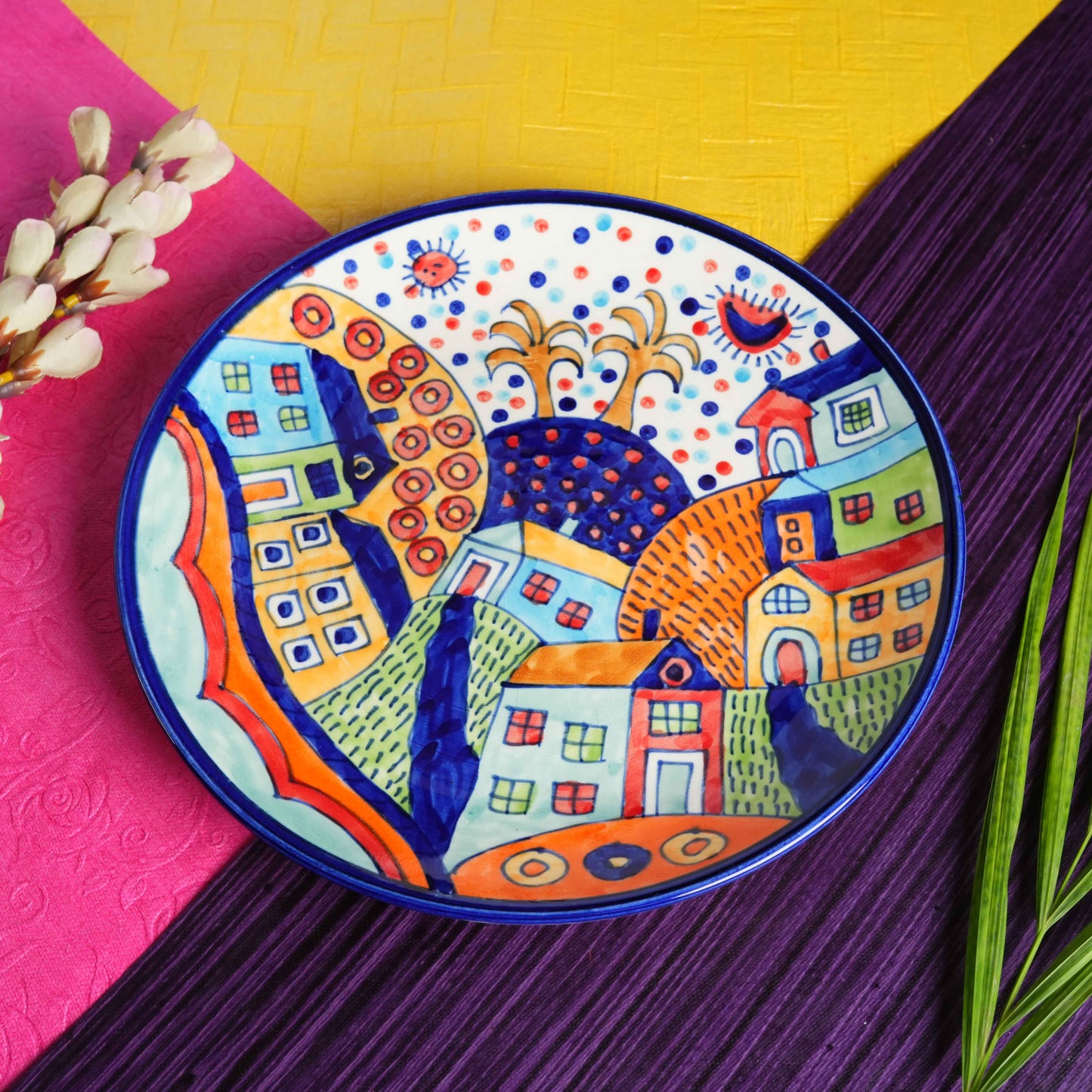 Caffeine Ceramic Handmade Stoneware Family Hut Quarter Plate 7” (Set of 4 Dishwasher & Microwave safe ) - Caffeine Premium Stoneware