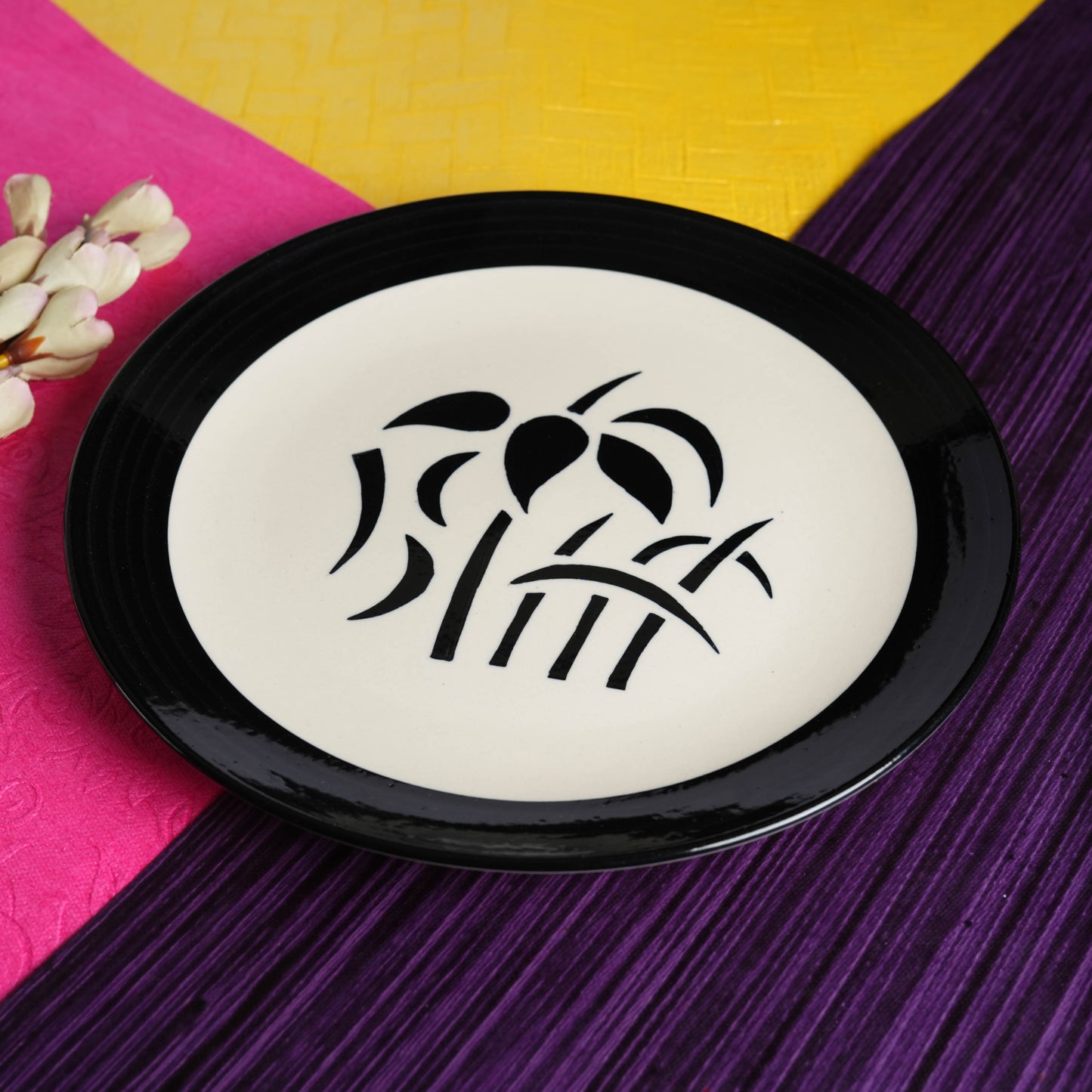 Caffeine Ceramic Handmade Stoneware Black Imperial Quarter Plate 7”(Set of 2 Dishwasher & Microwave Safe ) - Caffeine Premium Stoneware