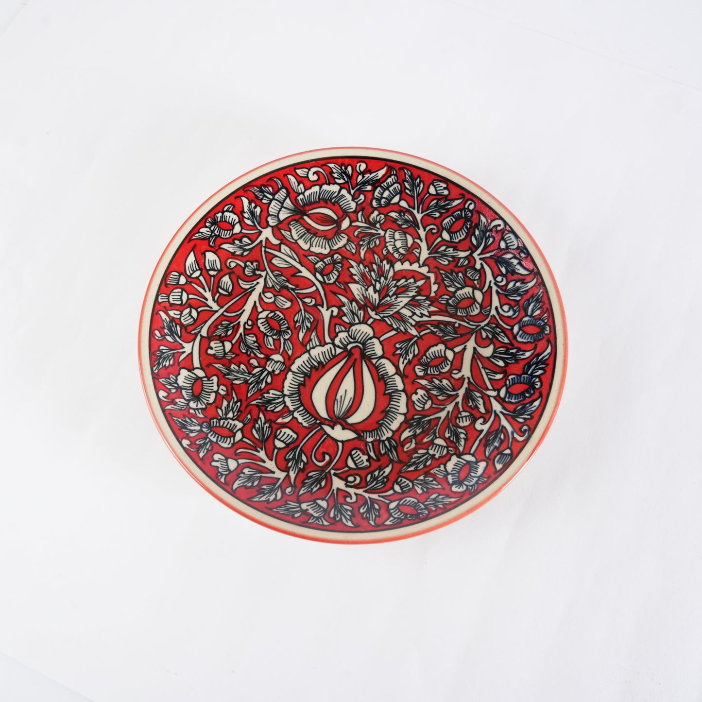 Caffeine Ceramic Handmade Stoneware Red Mughal Quarter Plate 7”(Set of 2 Dishwasher & Microwave Safe ) - Caffeine Premium Stoneware