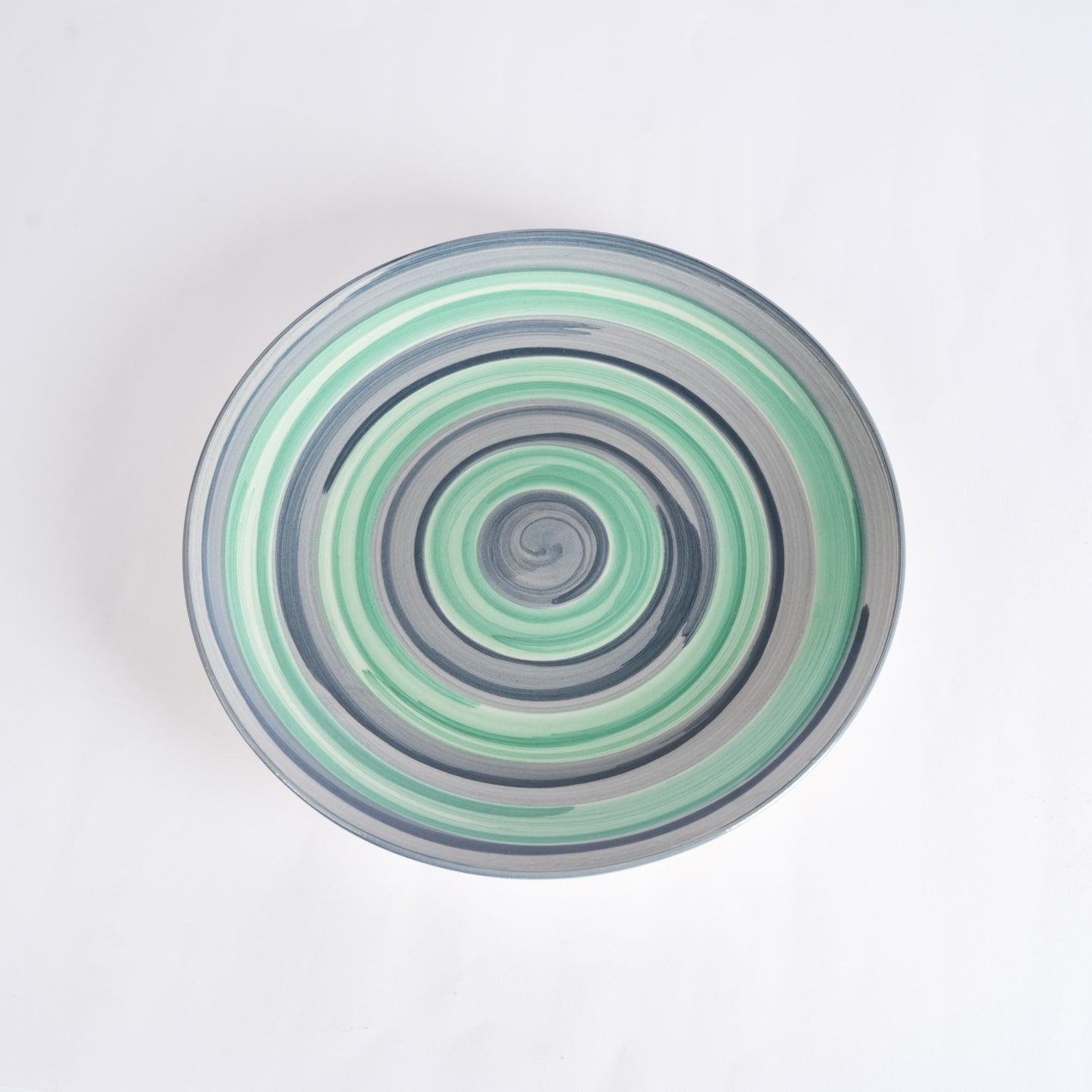 Caffeine Ceramic Handmade Stoneware Grey Teal Illusion Dinner Plate10'' Set of 6 (Microwave & Dishwasher Safe) - Caffeine Premium Stoneware