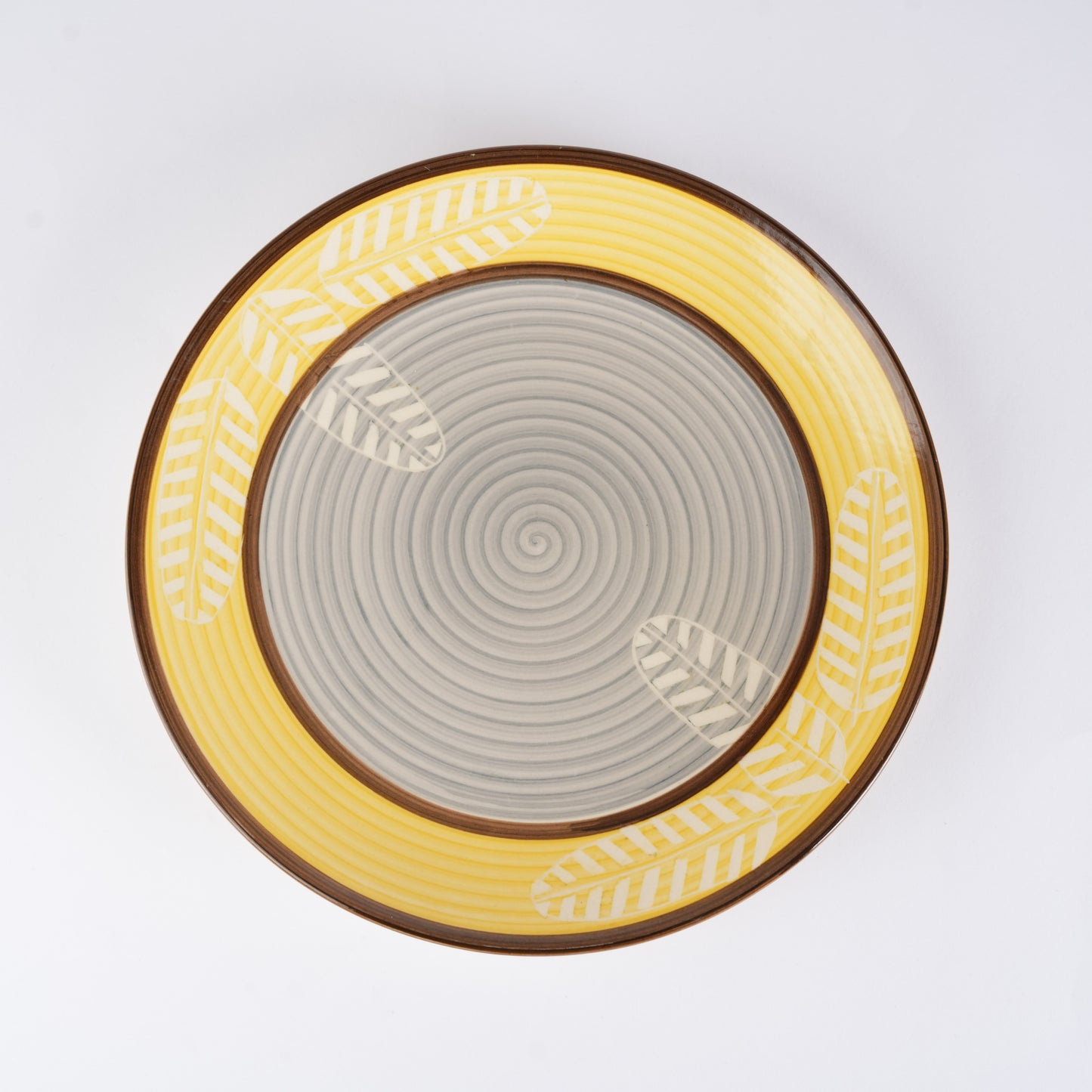 Caffeine Ceramic Handmade Stoneware Yellow Leaf Quarter Plate 7” (Set of 2 Dishwasher & Microwave safe ) - Caffeine Premium Stoneware