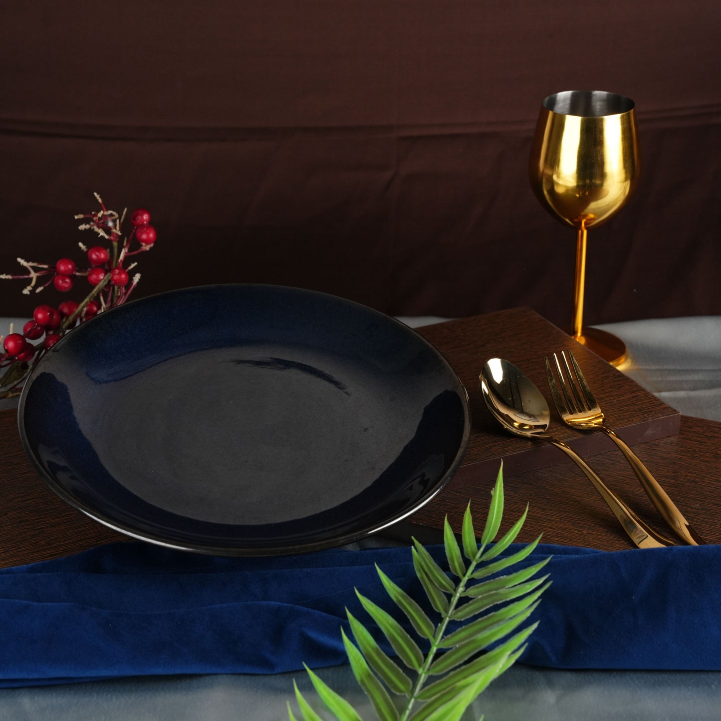 Caffeine Ceramic Handmade Stoneware black Ferrous Quarter Plates Side Plates (7 inch, Set of 2, Microwave & Dishwasher Safe) - Caffeine Premium Stoneware