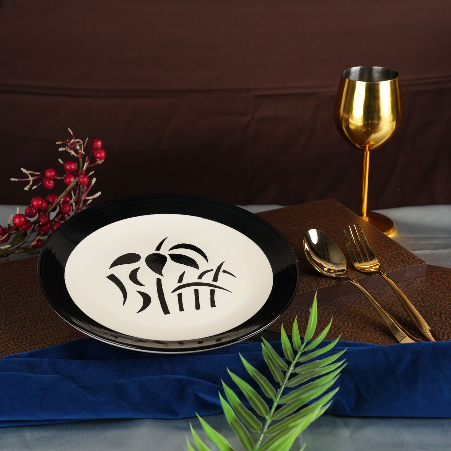 Caffeine Ceramic Handmade Stoneware Black Imperial Quarter Plate 7”(Set of 2 Dishwasher & Microwave Safe ) - Caffeine Premium Stoneware