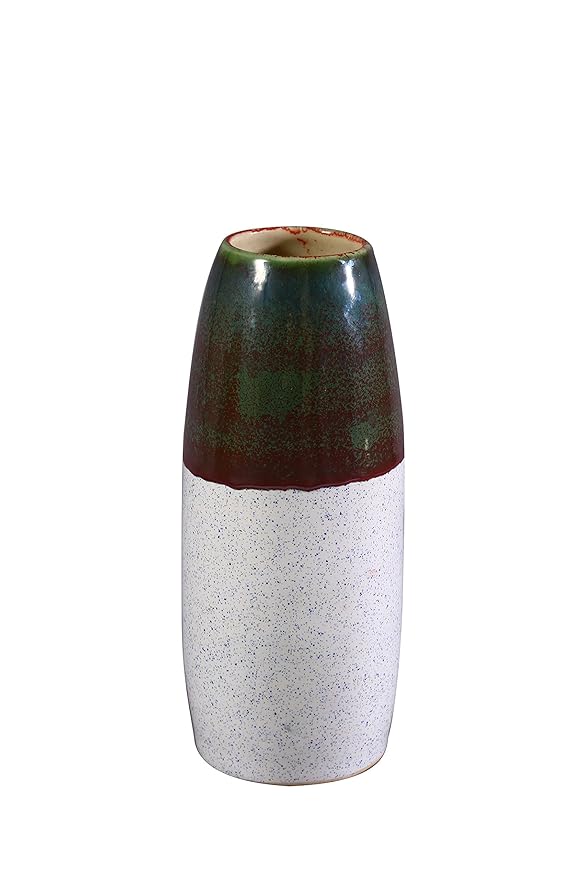 White and green matte vase