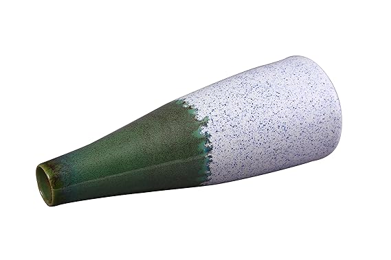 Caffeine ceramic white and green vase