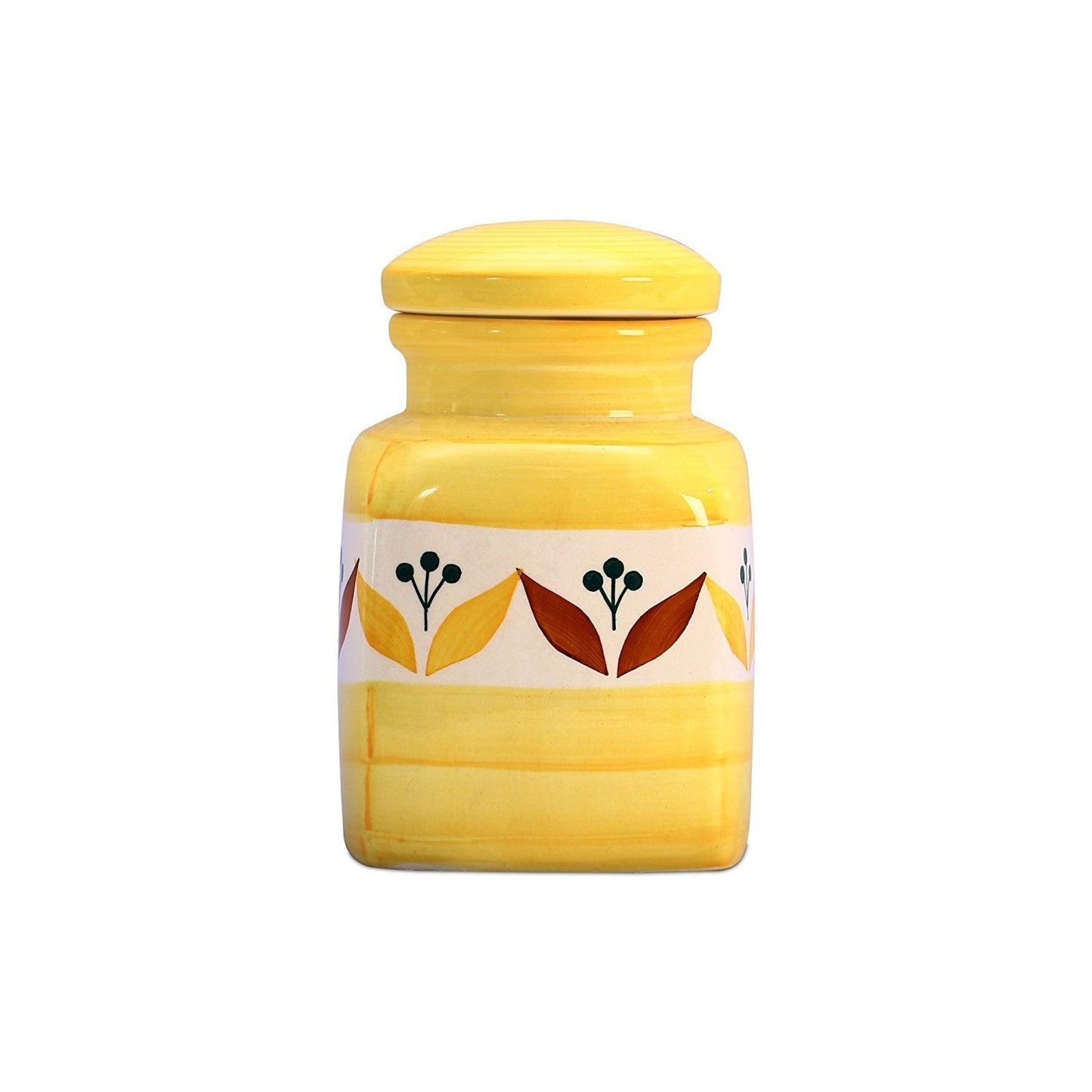 Caffeine Ceramic Stoneware Handmade yellow Lily Barni/container (Set of 1) - Caffeine Premium Stoneware
