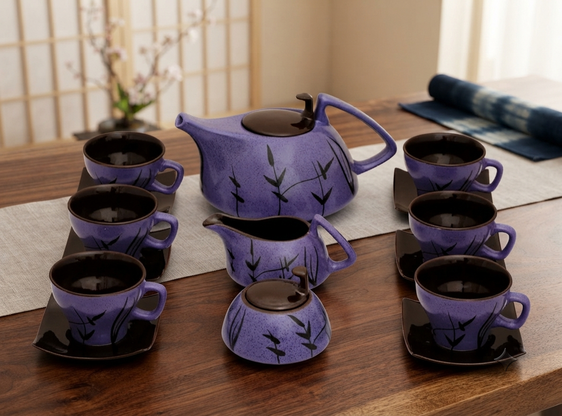 Premium Violet Matte Leaf Tea Set – Add Elegance to Every Tea Moment