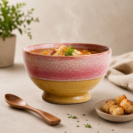 Caffeine Ceramic Handmade Mustard & Pink Studio Nut Serving Bowl – Style and Functionality in Every Serving
