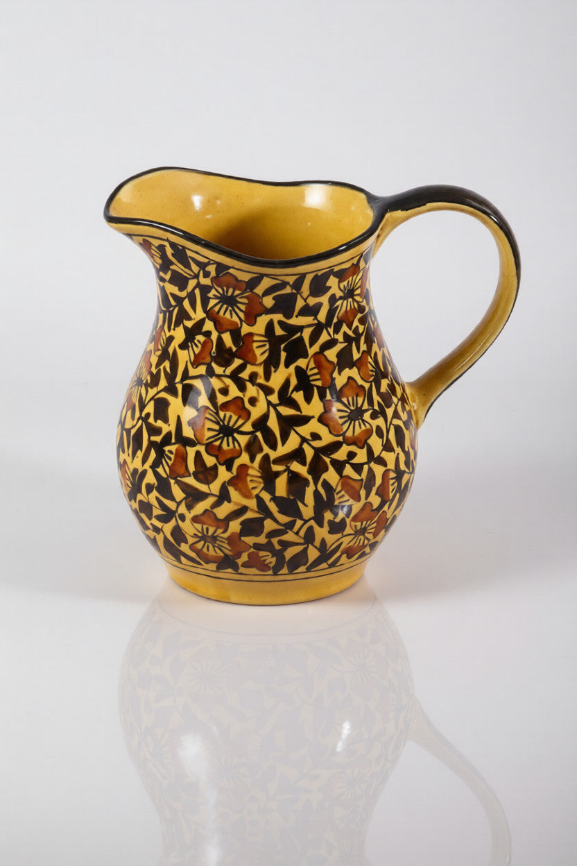 Caffeine Ceramic Handmade Stoneware Brown Sehra Water Jug Set of 1, (1800 ml)