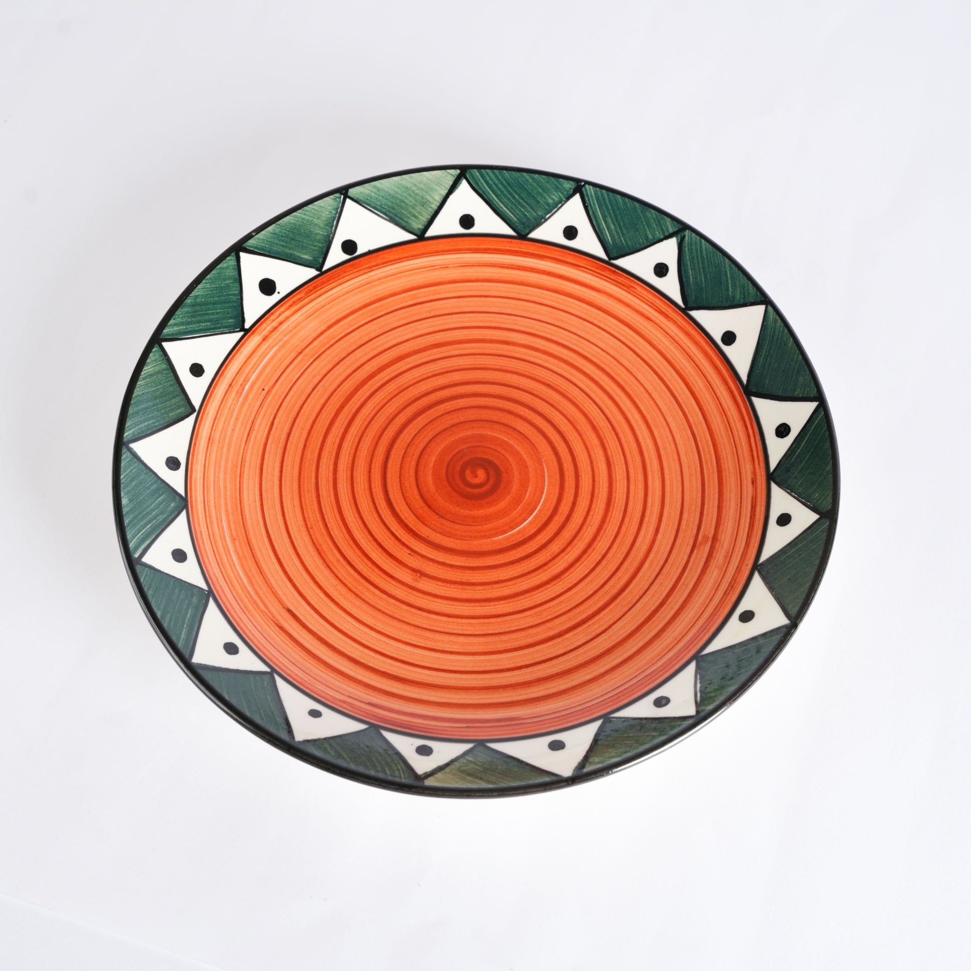 Caffeine Ceramic Handmade Stoneware Green Trible Dinner Plate 10 inch Set of 2 - Caffeine Premium Stoneware