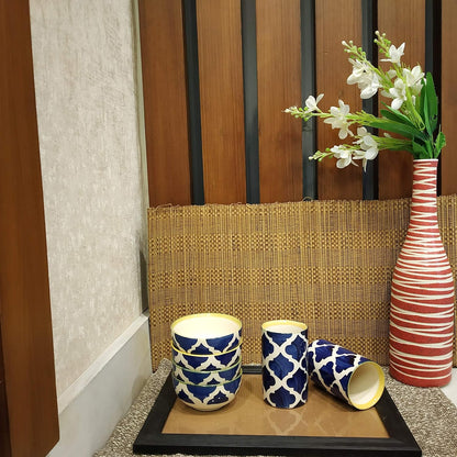 Caffeine Ceramic Handmade Blue Umrao Combo Dinner Set (10 pcs.)