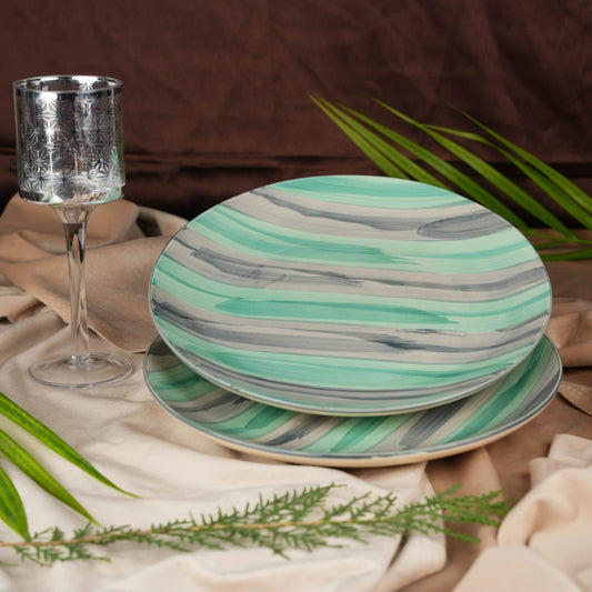 Caffeine Ceramic Handmade Stoneware Sea Green Quarter Plate 7”(Set of 2 Microwave safe & Dishwasher Safe ) - Caffeine Premium Stoneware