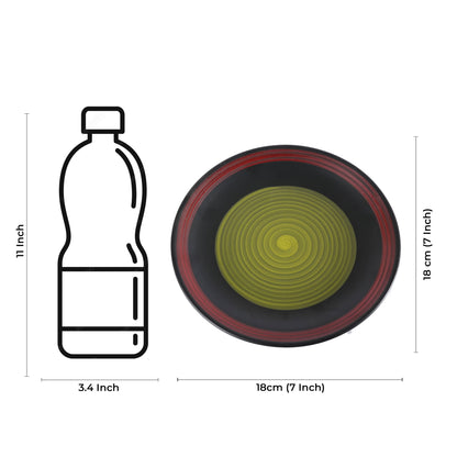 Caffeine Ceramic Handmade Stoneware Green Chandrakari Quarter Plate 7”(Set of 2 Dishwasher & Microwave Safe ) - Caffeine Premium Stoneware