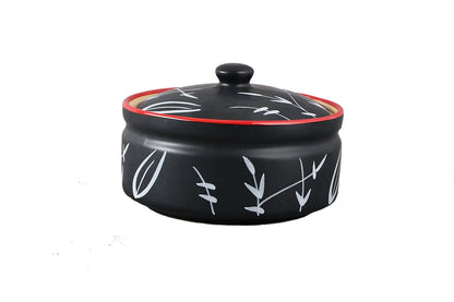 Caffeine Ceramic Handmade Red and Black Dinner Set (19 pcs )
