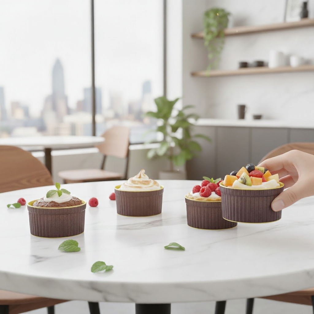 Caffeine Ceramic Handmade Purple and Yellow Ramekins Bowl- (Set of 4)
