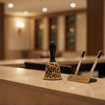 caffeine Ceramic Stoneware Handmade Brown Sehra Dinner Bell (Set of 1)