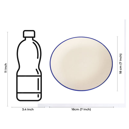 Caffeine Ceramic Handmade Stoneware White Matte Blue Patti Quarter Plate 7”(Set of 6 ) - Caffeine Premium Stoneware