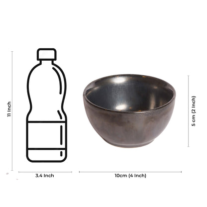 Caffeine Ceramic Handmade Black Metallic katori Bowl (Set of 6) - Caffeine Premium Stoneware