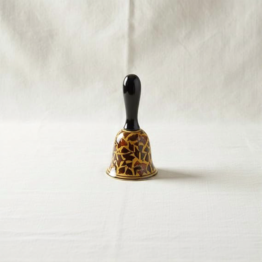 caffeine Ceramic Stoneware Handmade Brown Sehra Dinner Bell (Set of 1)