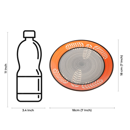 Caffeine Ceramic Handmade Stoneware Orange and Gray Royal Leaf Print Quarter Plate 7” (Set of 2 Dishwasher & Microwave safe ) - Caffeine Premium Stoneware