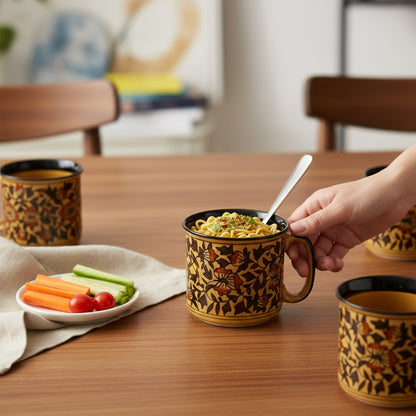 Caffeine Ceramic Handmade Brown sehra Maggie Mug (Set of 6)