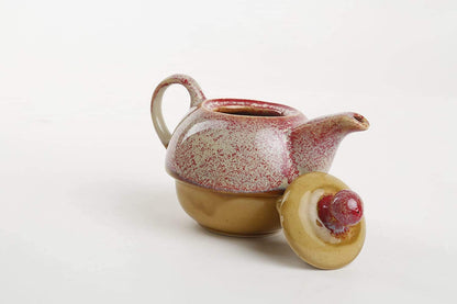 Caffeine Ceramic Handmade Pink Studio 2 in1 Tea pot (Set of 1, Single Kettle with Cup)