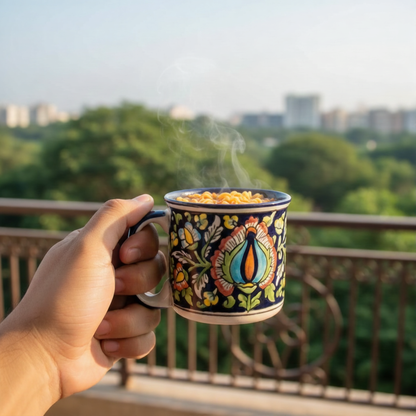 Caffeine Ceramic Handmade Blue Jaipuri Maggie Mug (Set of 2)