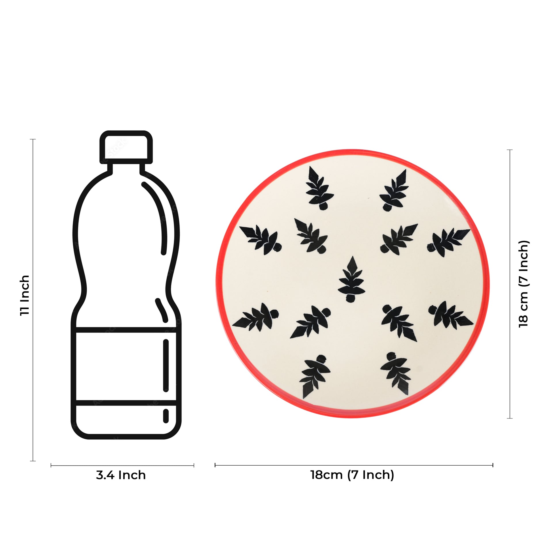 Caffeine Ceramic Handmade Stoneware Black Tree Quarter Plate 7”(Set of 6 ) - Caffeine Premium Stoneware