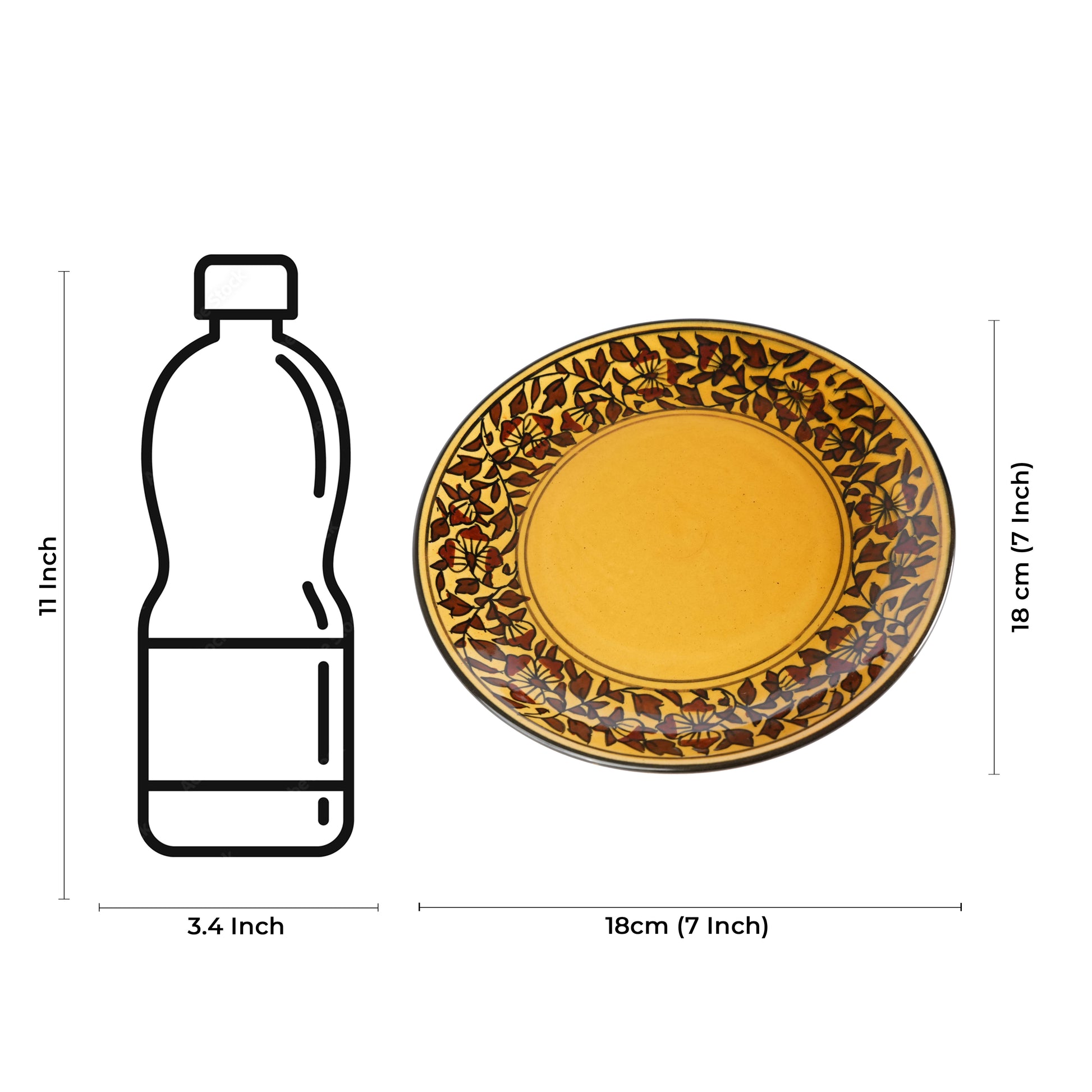 Caffeine Ceramic Handmade Stoneware Brown Sehra Quarter Plate 7”(Set of 2 Dishwasher & Microwave Safe ) - Caffeine Premium Stoneware