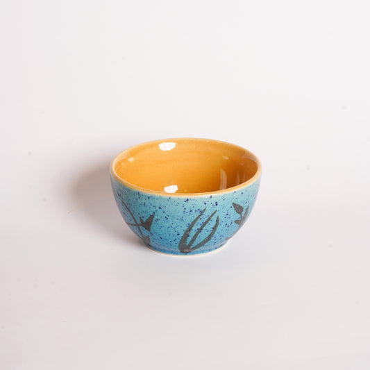 Caffeine Ceramic Handmade Golden Turquoise Katori Bowl- Set of 2 - Caffeine Premium Stoneware