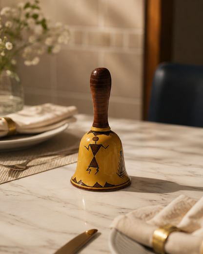 Caffeine Ceramic Stoneware Handmade Mustard Romani Dinner Bell set of 1
