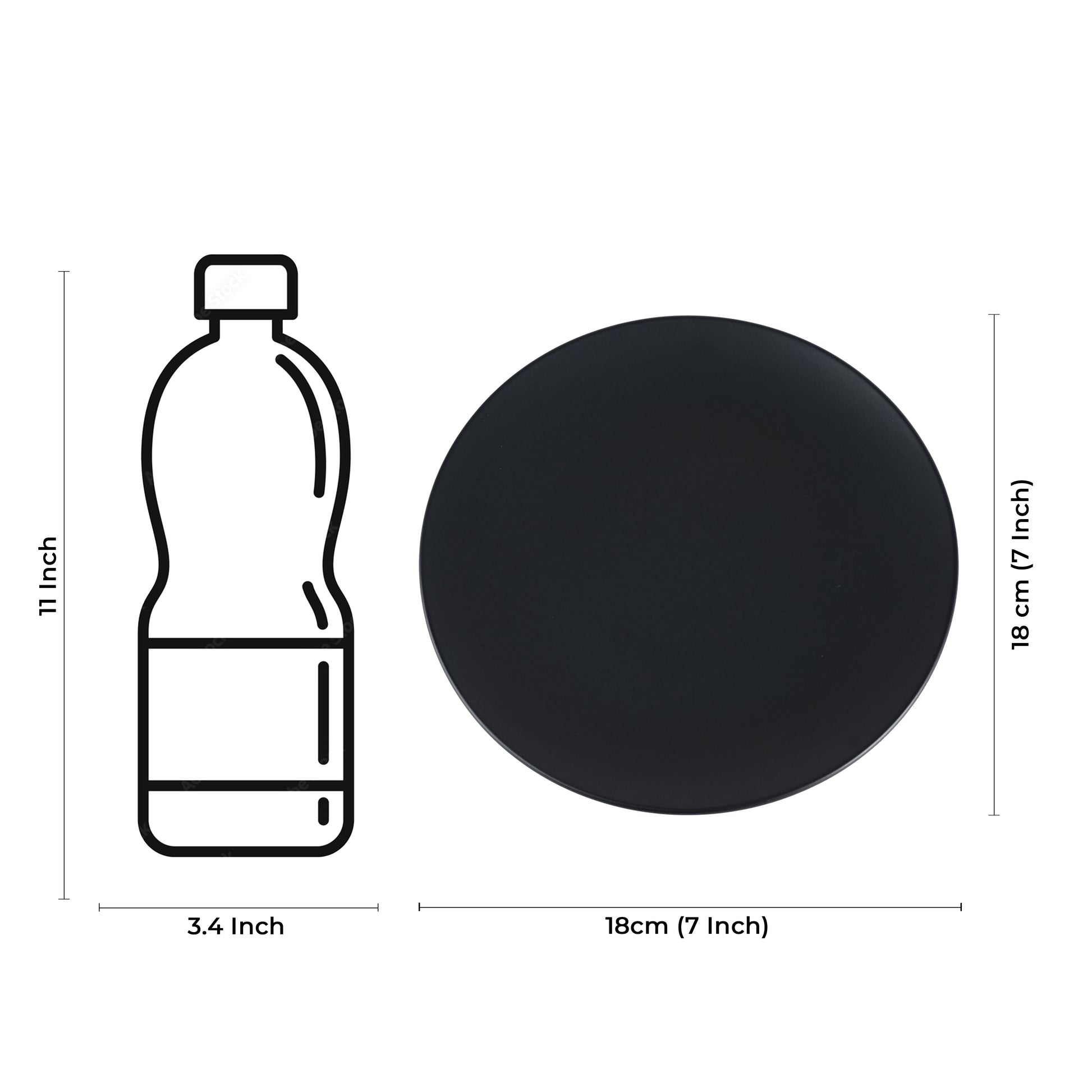 Caffeine Ceramic Handmade Stoneware Black Matte Quarter Plate 7 inch (Set of 4 Dishwasher & Microwave Safe ) - Caffeine Premium Stoneware