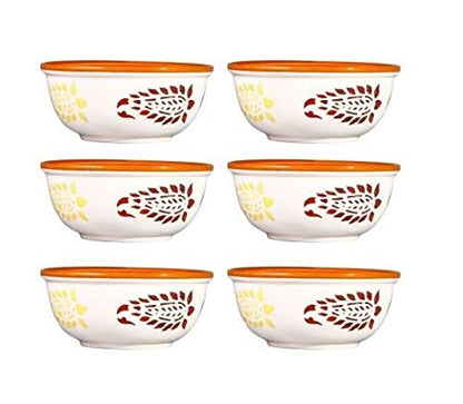 Caffeine Ceramic Handmade Brown boota Dessert Bowl -(Set of 6) - Caffeine Premium Stoneware