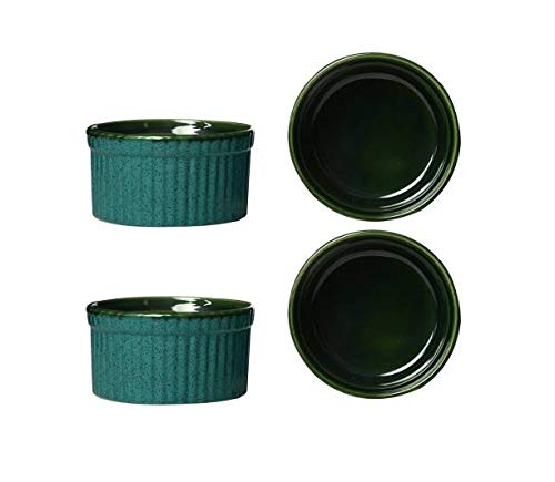 Caffeine Ceramic Handmade Green studio Ramekins Dessert Bowl (Set of 4) - Caffeine Premium Stoneware