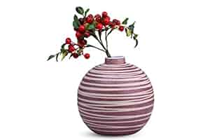 Caffeine Ceramic Handmade Pink And White Matki Shape Flower Vase (1 Pcs)