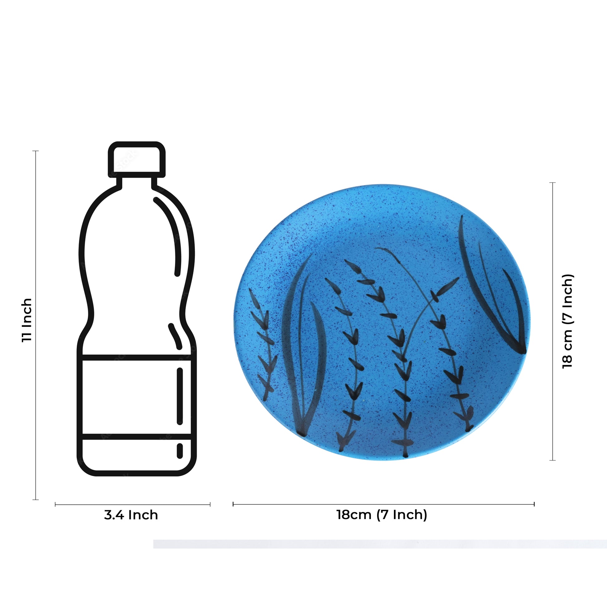 Caffeine Ceramic Handmade Stoneware Blue Turquoise Quarter Plate 7”(Set of 6 ) - Caffeine Premium Stoneware