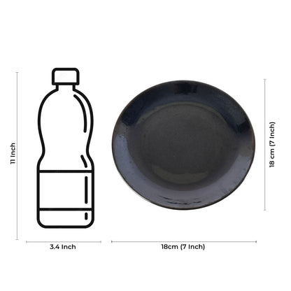 Caffeine Ceramic Handmade Stoneware Blue Ferrous Quarter Plate 7”(Set of 6 ) - Caffeine Premium Stoneware
